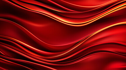 Poster - Smooth red waves create dynamic and elegant background, showcasing rich textures and flowing lines that evoke sense of warmth and luxury