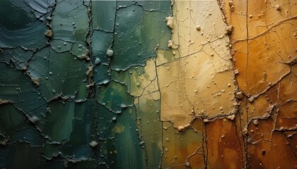 Poster - Textured Abstract Surface with Cracks and Colorful Layers