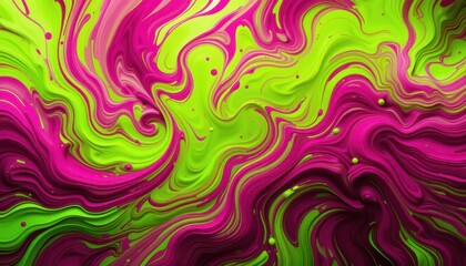 Poster - Vibrant Swirls of Pink and Green Abstract Background Art