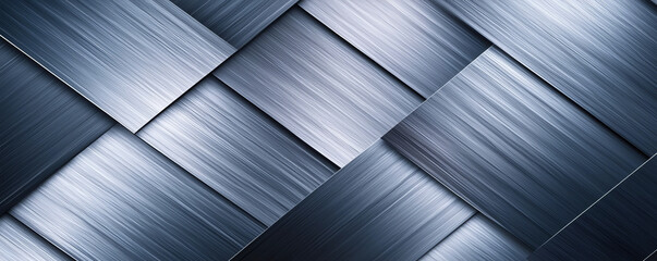 Poster - Sleek brushed silver metal texture with modern woven pattern, ideal for backgrounds or design projects