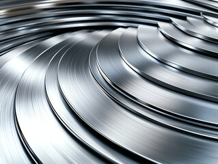 Poster - Shiny stainless steel metal texture with circular brushed patterns, creating dynamic and modern appearance. smooth surface reflects light beautifully, enhancing its aesthetic appeal