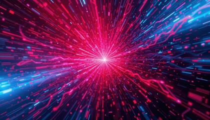 Poster - Abstract Light Burst Effect with Red and Blue Lines and Particles