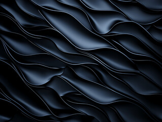 Poster - Sleek black waves create dynamic texture, showcasing smooth curves and depth. polished surface reflects light, enhancing visual appeal and elegance