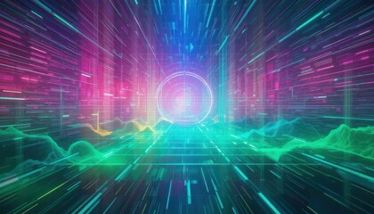 Poster - Colorful Digital Abstract Representation of Technology and Data Flow