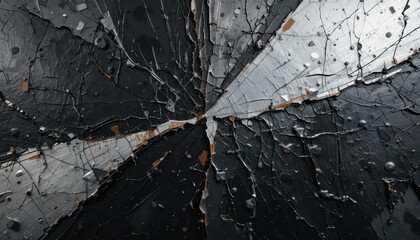 Poster - Abstract Pattern of Cracked Surface with Metallic and Dark Texture