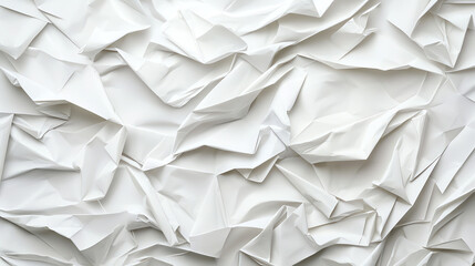 Poster - Crumpled white paper texture creating abstract background with depth and dimension. folds and creases add visual interest and sense of movement