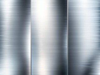 Poster - Brushed metallic texture with gradient effect, showcasing smooth and shiny surface. image features three panels of reflective aluminum, creating modern and sleek appearance