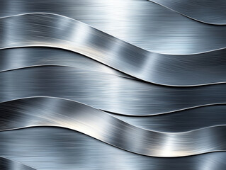 Poster - Sleek metallic waves create dynamic texture in shades of grey, showcasing modern and industrial aesthetic. smooth surface reflects light beautifully, enhancing visual appeal