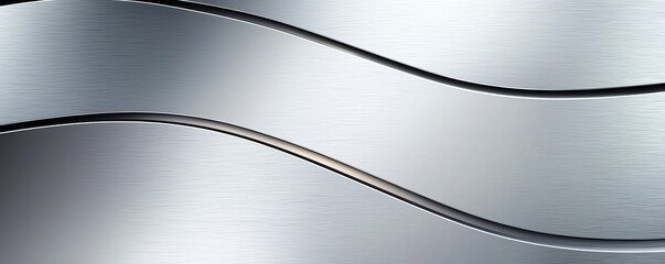Poster - Sleek metallic silver waves create modern and dynamic texture, perfect for backgrounds or design elements. smooth gradient adds depth and sophistication