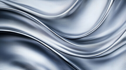 Poster - Sleek metallic waves create dynamic and modern texture, showcasing shiny aluminum in circular pattern. smooth surface reflects light beautifully, enhancing its visual appeal