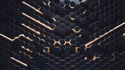 Poster - hexagon technology: a stunning close-up of a futuristic, textured surface composed of hexagonal cell