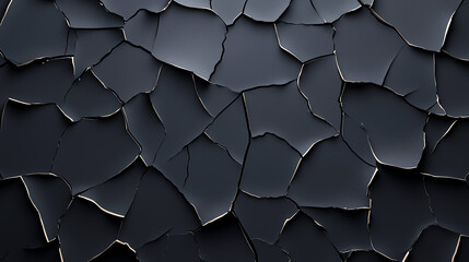 Poster - Cracked black paint texture with intricate patterns and dark tones, creating abstract and artistic appearance. This evokes sense of depth and complexity