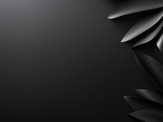 Poster - Elegant black background with textured leaves creating modern aesthetic. Perfect for design projects, wallpapers, or branding