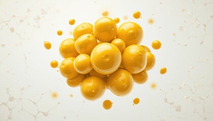 Poster - Bright Yellow Bubbles Group on a Soft Abstract Background