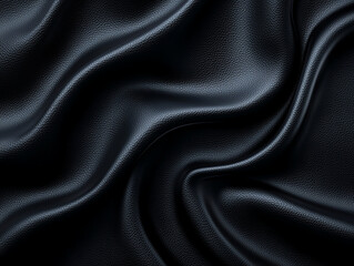 Poster - Luxurious black leather texture with smooth, flowing waves, creating elegant and sophisticated appearance. Ideal for fashion, upholstery, or design projects