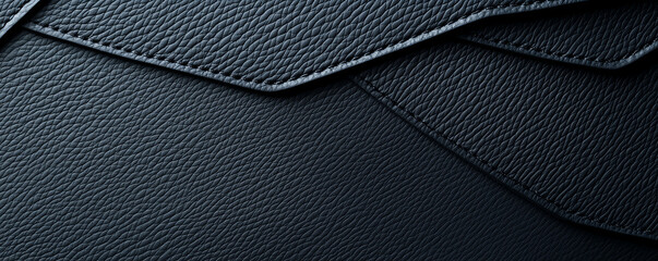 Poster - Textured black leather with grainy finish, showcasing elegant layers and depth. This abstract design highlights beauty of leather craftsmanship
