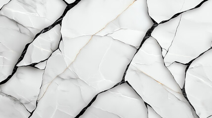 Poster - Elegant white marble texture with black veins and cracks, perfect for backgrounds or design projects. intricate patterns create sophisticated and modern aesthetic