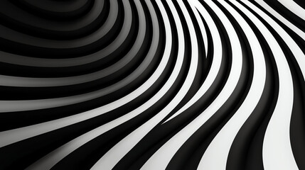 Poster - Abstract black and white wavy lines create dynamic visual effect, showcasing smooth curves and depth. design evokes sense of movement and modernity