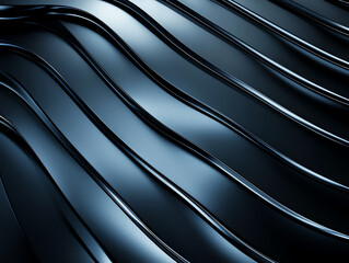 Poster - Sleek metallic waves create dynamic and modern abstract pattern, showcasing rich interplay of light and shadow. design evokes sense of fluidity and elegance