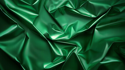 Poster - Crumpled green metal foil texture creating abstract luxury feel. shiny surface reflects light, adding depth and interest to design
