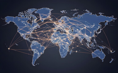 Poster - Global Network: A captivating visualization of the interconnected world, showcasing a global network of data and communication, with illuminated pathways weaving across continents.
