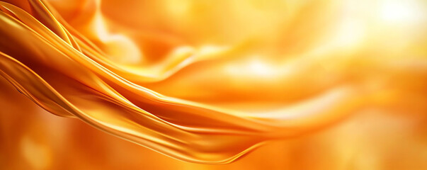 Poster - Soft, flowing fabric in warm shades of orange and yellow creates serene and inviting atmosphere. gentle curves and gradients evoke sense of warmth and comfort