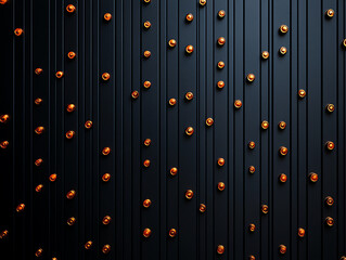 Poster - Textured wall with copper buttons, creating modern and artistic design. contrast of dark background and shiny elements adds depth and visual interest