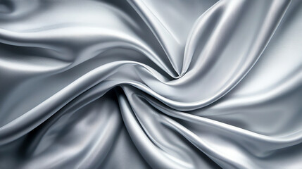 Poster - Sleek silver fabric with smooth, flowing texture, creating elegant and luxurious appearance. Perfect for fashion, upholstery, or artistic backgrounds