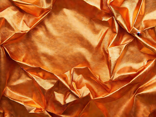 Poster - Crumpled orange foil texture creates luxurious and vibrant background, perfect for artistic projects or festive themes. interplay of light adds depth and interest