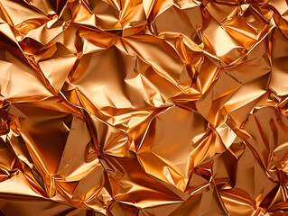 Poster - Crumpled copper foil texture creates luxurious and abstract background, perfect for design projects. shiny surface reflects light beautifully, adding elegance to any composition