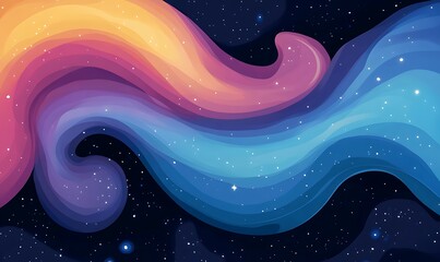 Poster - A vibrant cartoon depiction of a cosmic nebula with swirling colorful gases.