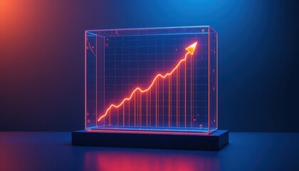 Poster - Neon Growth Chart Visualization on a Modern Background Display