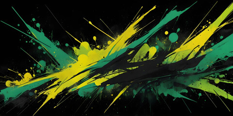 Poster - Artistic Splatter: A dynamic explosion of colors creates a modern and vibrant artwork. Featuring abstract shapes, this piece offers a burst of energy and visual interest.
