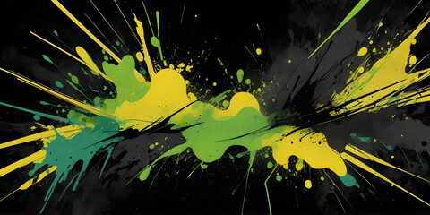 Poster - Splatter Burst: A vibrant abstract art piece explodes with dynamic energy, showcasing a bold fusion of colors and textures, capturing the essence of creativity and artistic expression.
