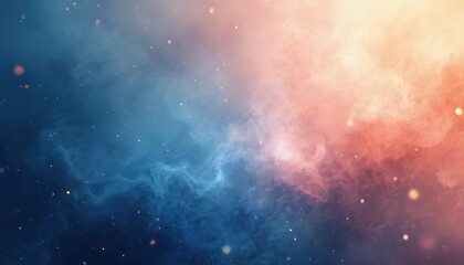 Poster - Royal blue peach smoke banner background. Swirl blurry particle poster gradient design. Futuristic spiritual ultraviolet movement spray. Fantasy colours vapour studio steam fog smog smooth effect