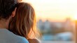 © VirtuLens - Couple sharing a tender moment by the window during sunset glow