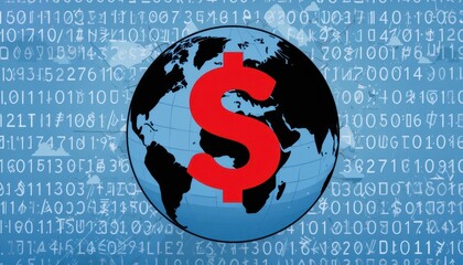 Poster - Global Financial Technology Concept with Dollar Symbol and Data
