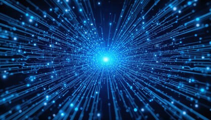 Poster - Vibrant Blue Abstract Technology Background with Dynamic Light Rays