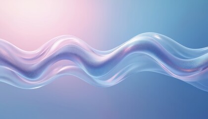 Leinwandbilder - Modern abstract 3d render of light blue frosted glass curve with gradient on blue background. Holographic ribbon wave line isolated on abstract background.