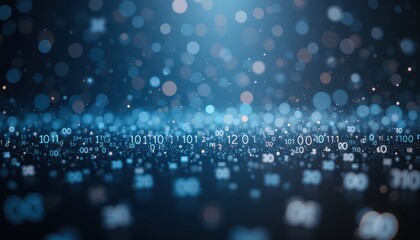 Poster - Glowing Digital Binary Code with Blue Bokeh Background Effect
