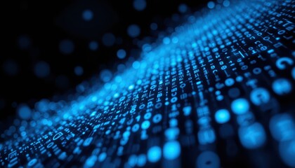Poster - Abstract Digital Background with Blue Binary Data Representation