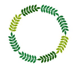 Wall Mural - green leaves wreath natural border. spring leaf circle design element. png illustration.