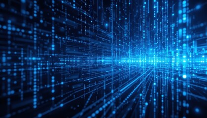 Poster - Abstract Technology Background with Blue Light and Data Streams