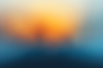 Poster - A blurry photo of a sunset with a blue and orange sky.  Abstract gradient background, with orange and navy blue hues, a grainy film texture