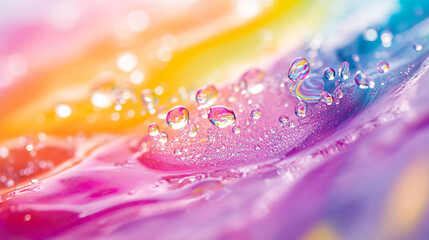 Poster - Colorful water droplets create a vibrant kaleidoscope on a fluid surface
