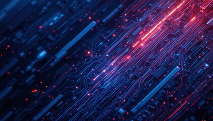 Poster - Futuristic Digital Circuitry with Glowing Lines and Abstract Design