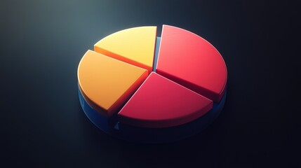 Poster - Colorful pie chart in a dark setting, illustrating data representation and analysis concepts
