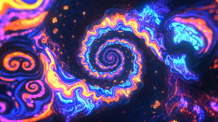 Poster - Swirling vibrant patterns create a mesmerizing cosmic scene in deep space