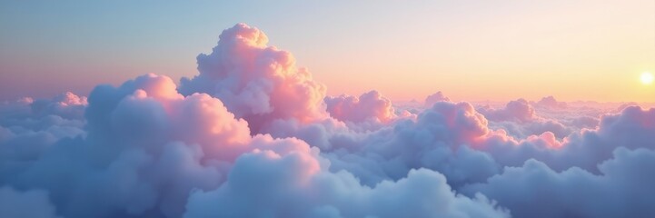 Wall Mural - softly glowing clouds drift across a serene sky, landscape, peaceful, soft