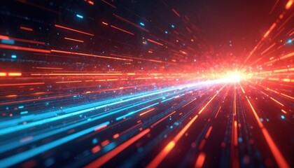 Poster - data digital connection speed line abstract tech background with light trails. futuristic cyberspace